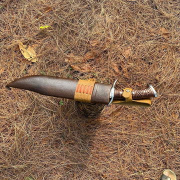 15 inches Blade Bowie knife, Hand forged Bushcraft Knife, 5160 leaf spring Khukuri, Balance water tempered, Sharpen, Ready to use